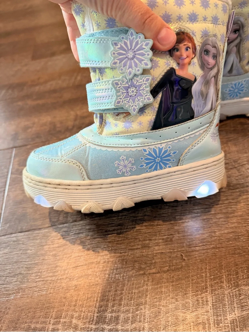 Disney Frozen Light Up Winter Boots Girls Size 12 Toddler Blue Snow Boots
